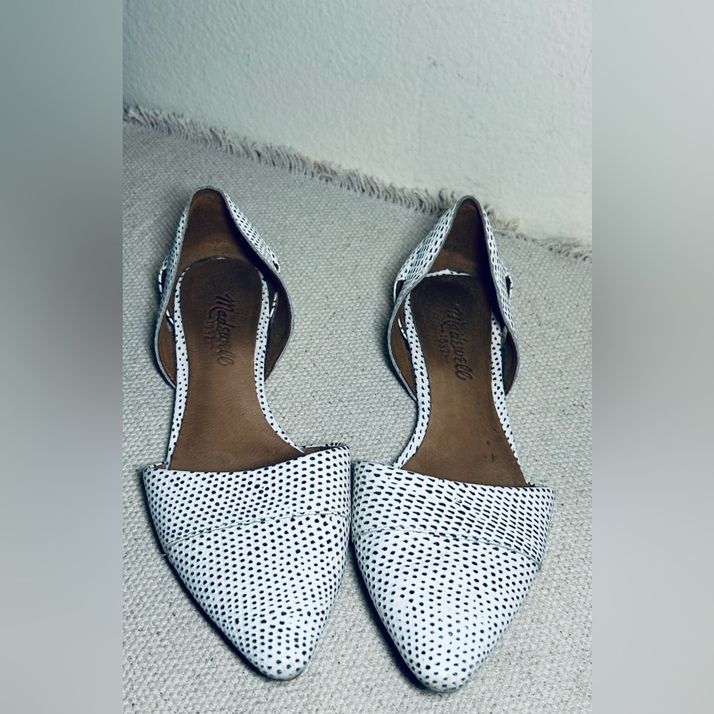 Madewell White and Black Perforated D'Orsay Flats